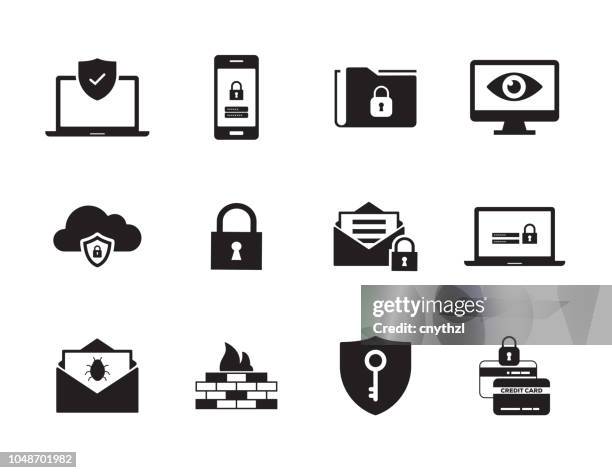 cyber security icon set - password stock illustrations