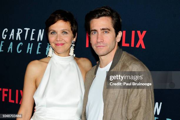 Maggie Gyllenhaal and Jake Gyllenhaal attend Netflix Special Screening Of "The Kindergarten Teacher at Crosby Street Hotel on October 9, 2018 in New...