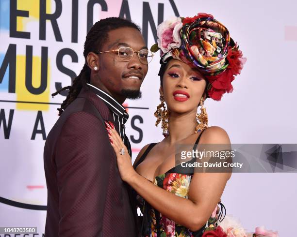 Offset and Cardi B attend the 2018 American Music Awards at Microsoft Theater on October 9, 2018 in Los Angeles, California.