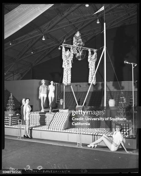 Orange show in San Bernardino, March 7 1956. Marge Divel;Carol Wilson;Gay Cowie;Jeanne Black;Sheri Young;Gay Helen Grover;Alexa Loma;Marilyn Van...