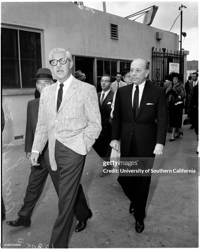 Harry Cohn funeral, 2 March 1958. Mrs Joan Cohn;John Perry Cohn;Harry