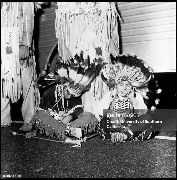 Hollywood Santa Claus Parade , 24 November 1960. General views etc..;Princess Little Thunder;Edward Little Foot;Eugene Big Bear;Chief...