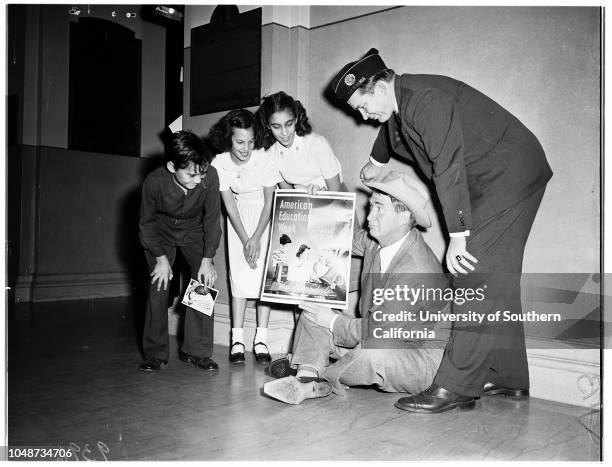 American Education Week at Patriotic Hall, 15 November 1951. Arnold Parath -- 10 years;Marion Shapiro -- 10 years;Esther Ellenbogen -- 11 years;Actor...