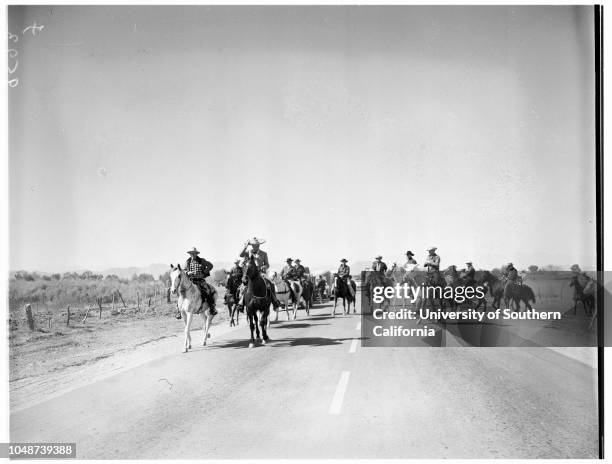 Queen of Calexico cavalcade, 21 March 1952. Louise Taylor -- 17 years ;Ernesto Chavez;George Hill;Walter Bowker ;Benjamin Trevino ;Mayor W Osborn...