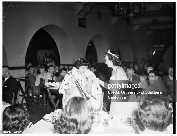 Queen of Calexico cavalcade, 21 March 1952. Louise Taylor -- 17 years ;Ernesto Chavez;George Hill;Walter Bowker ;Benjamin Trevino ;Mayor W Osborn...