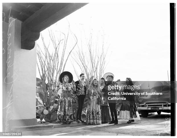 Queen of Calexico cavalcade, 21 March 1952. Louise Taylor -- 17 years ;Ernesto Chavez;George Hill;Walter Bowker ;Benjamin Trevino ;Mayor W Osborn...