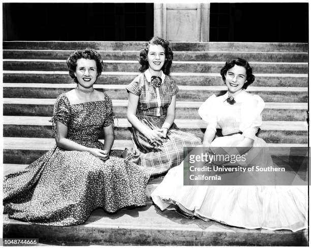 All states queen candidates, 12 May 1952. Evelyn Armstrong chino;Darlene Edwards Upland;Carrie Muratore, Ontario;Wanda Wright Ontario;Marion Evans...