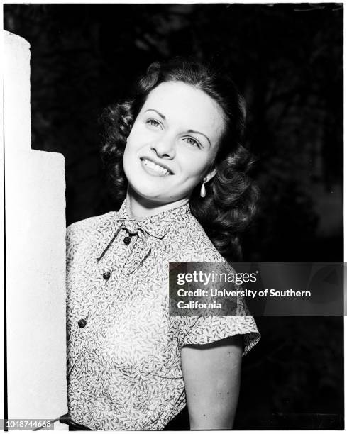 All states queen candidates, 12 May 1952. Evelyn Armstrong chino;Darlene Edwards Upland;Carrie Muratore, Ontario;Wanda Wright Ontario;Marion Evans...