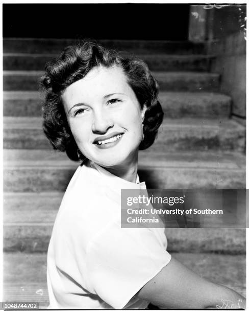 All states queen candidates, 12 May 1952. Evelyn Armstrong chino;Darlene Edwards Upland;Carrie Muratore, Ontario;Wanda Wright Ontario;Marion Evans...