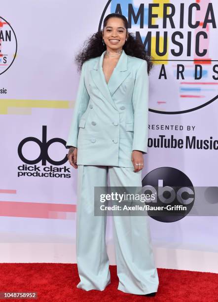 Ella Mai attends the 2018 American Music Awards at Microsoft Theater on October 9, 2018 in Los Angeles, California.