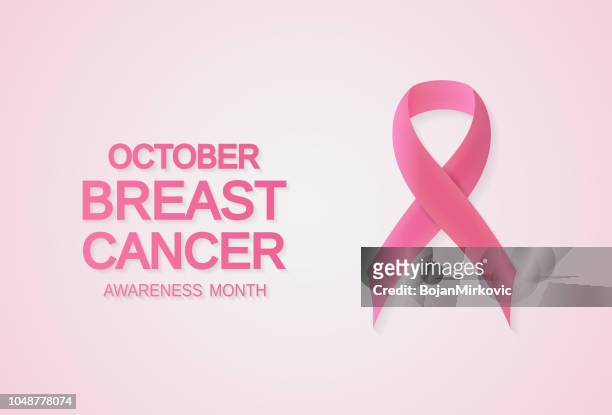 ilustraciones, imágenes clip art, dibujos animados e iconos de stock de tarjeta de mes de conciencia de cáncer de mama, banner o fondo con el símbolo de la cinta rosada. ilustración de vector. - satén