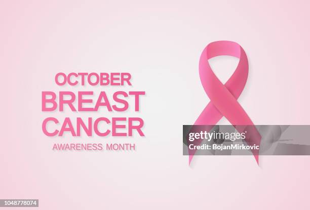 breast cancer awareness month card, banner or background with pink ribbon symbol. vector illustration. - satin stock illustrations