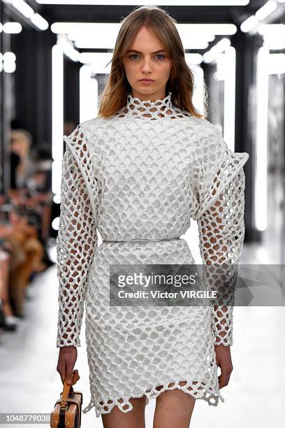 Model walks the runway during the Louis Vuitton Ready to Wear fashion show as part of the Paris Fashion Week Womenswear Spring/Summer 2019 on October...