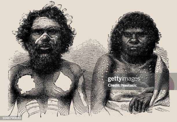 aboriginal australians - australian portrait stock illustrations