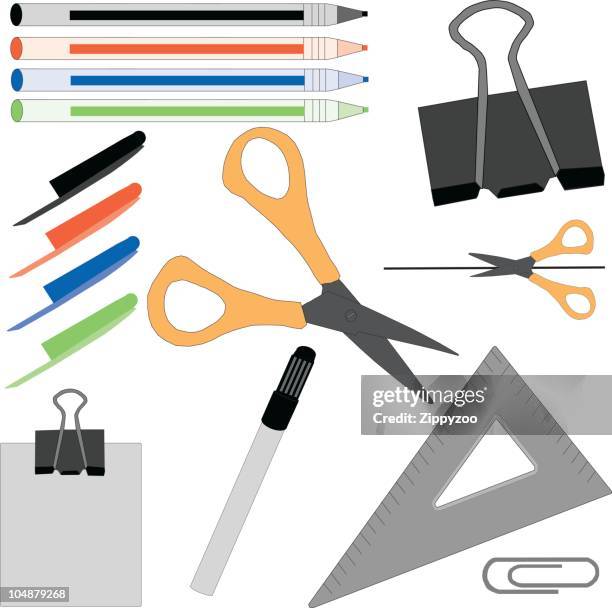 stationery 02 (vector) - triangle ruler stock illustrations