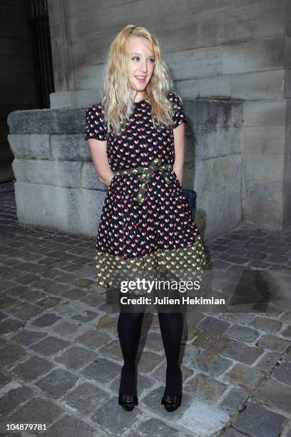 Ludivine Sagnier leaves the Louis Vuitton Ready to Wear Spring/Summer 2011 show during Paris Fashion Week at Cour Carree du Louvre on October 6, 2010...