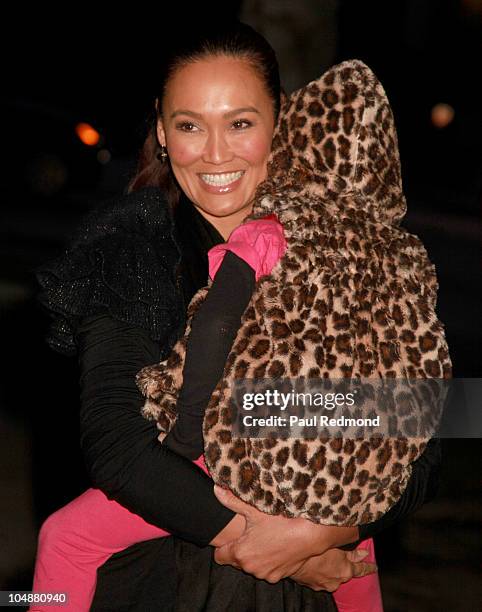 Actress Tia Carrere holding daughter Bianca Wakelin arrives at Alliance For Children's Rights Hosts 3rd Annual "Dinner With Friends" on October 5,...