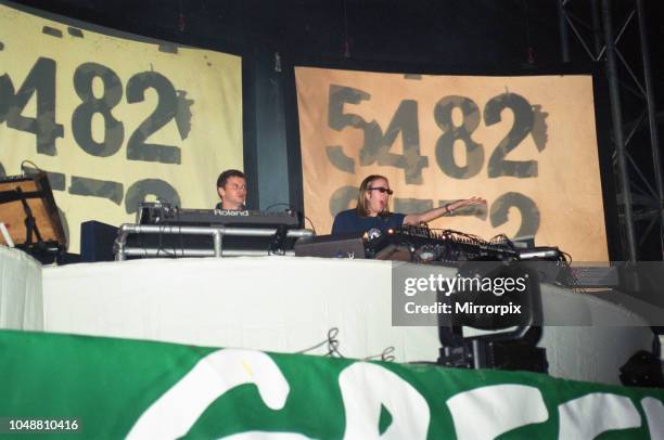 The Chemical Brothers seen here performing on the pyramid stage at Glastonbury 23rd June 2000.