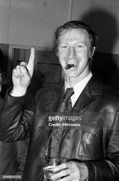 Middlesbrough F.C. 2 - 1 Oxford United F.C. Division Two match held at Ayresome Park. Jack Charlton, manager, celebrating. 23rd March 1974.