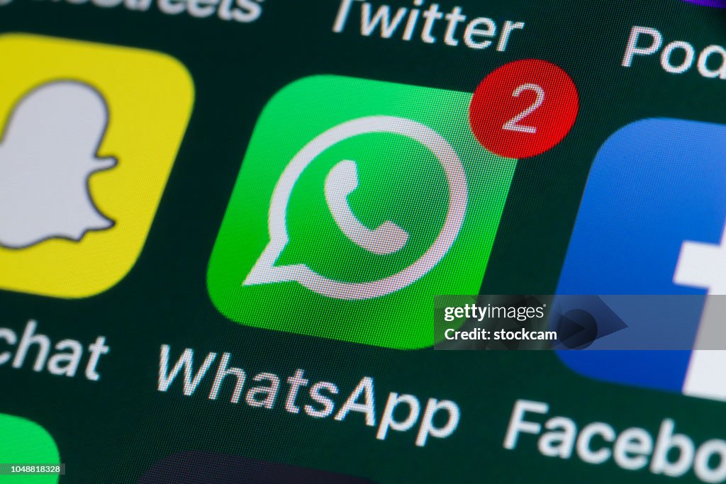 Whatsapp, Facebook, Snapchat and other phone Apps on iPhone screen