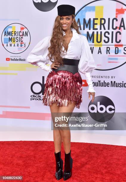 Tyra Banks attends the 2018 American Music Awards at Microsoft Theater on October 9, 2018 in Los Angeles, California.