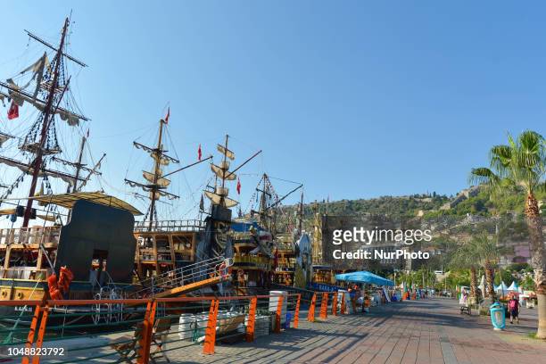 View of the tourist boats in ALanya harbour ahead of the second stage - the Sportoto 154.1km Alanya - Antalya, of the 54th Presidential Cycling Tour...