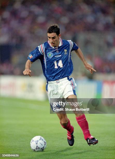 France player Robert Pires in action during an International Tournoi match against Brazil in Lyon on June 3, 1997 in Lyon, France.