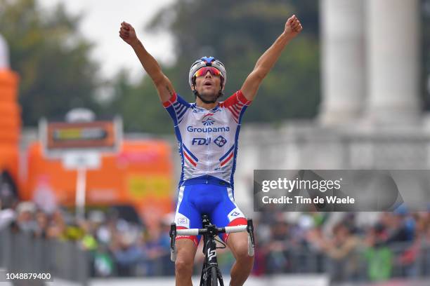 Arrival / Thibaut Pinot of France and Team Groupama FDJ / Celebration / during the 99th Milano - Torino 2018 a 200km race from Magenta-Milan to...
