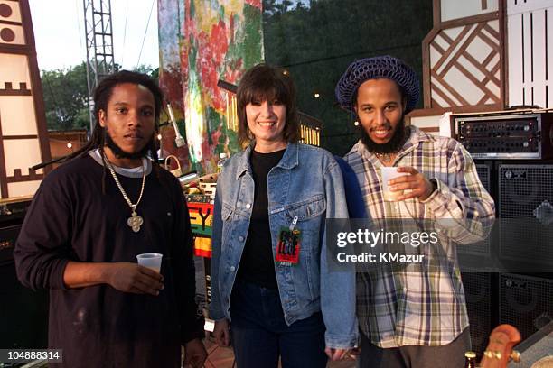 Stephen Marley & Chrissie Hynde & Ziggy Marley during One Love-The Bob Marley Tribute in Oracabessa Beach, Jamaica.