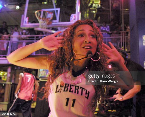 Adrienne Bailon of 3LW during 3LW perform at the NBA store in New York City in New York City, New York, United States.