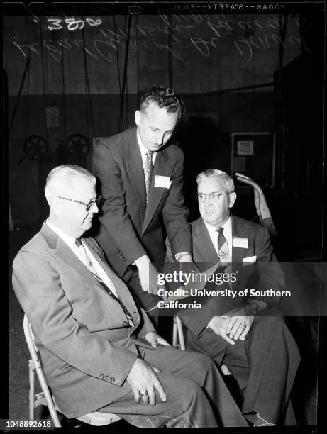 Baptist convention, 13 October 1955. Earl Cavanah;Dr. L Doward McBain;Lawrence B Cummings;Dr. Theron Chastain.;Caption slip reads: 'Photographer:...