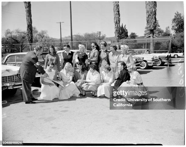 Mobilgas run - girl drivers, 22 March 1957. Gil Holden;Jerrie Sparks;Mopsy Pagan;Marilyn Miller;Millie Sahakian;Lorraine Bell;June Galbraith;Ana Mae...