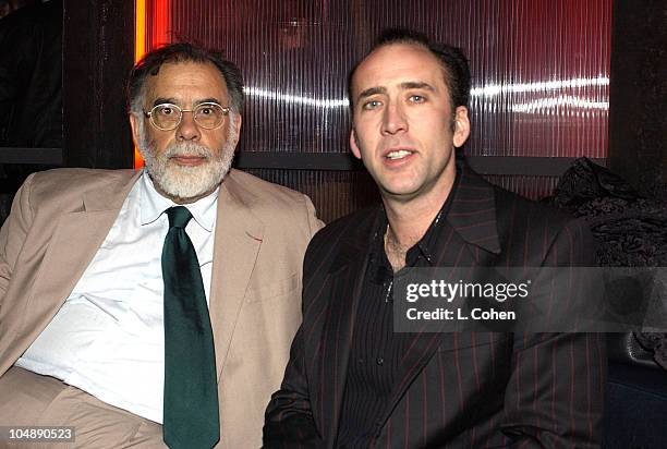 Francis Ford Coppola & Nicolas Cage during SPUN Premiere After-Party at SMIRNOFF ICE TRIPLE BLACK Lounge at the Ivar at Ivar in Hollywood, CA, United...