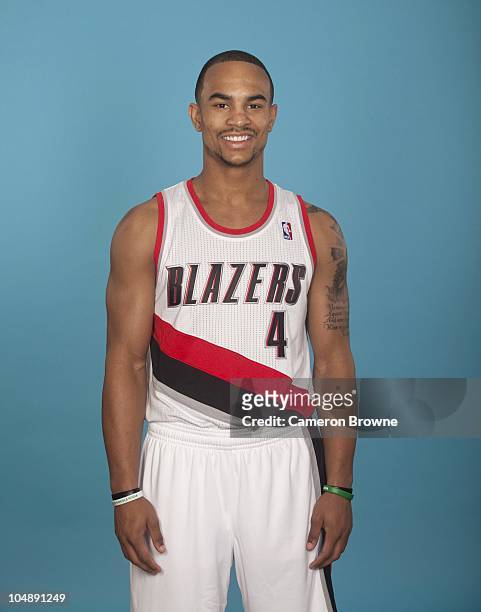 Jerryd Bayless of the Portland Trail Blazers at Media Day on October 1, 2010 at the Rose Garden Arena in Portland, Oregon. NOTE TO USER: User...