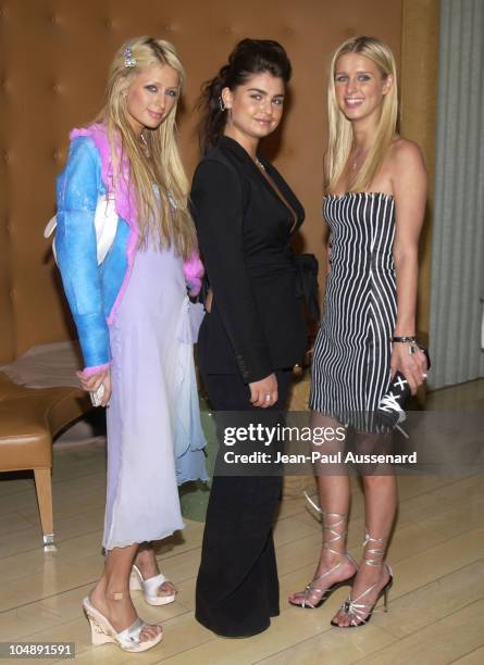 Paris Hilton, Aimee Osbourne & Nicky Hilton during Pre-Oscar Bash To Celebrate L.A. Confidential's Oscar/Spring Fashion Issue at Skybar at the...