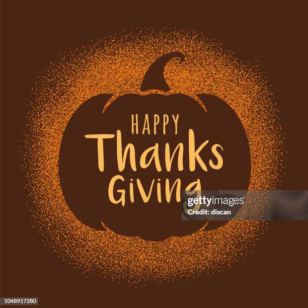 happy thanksgiving day greeting card with pumpkin. - animal family stock illustrations