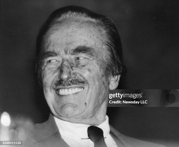 Real estate mogul Fred Trump, Donald Trump's father, at a press conference at the Grand Hyatt Hotel in Manhattan, for the Mike Tyson-Tyrell Biggs...