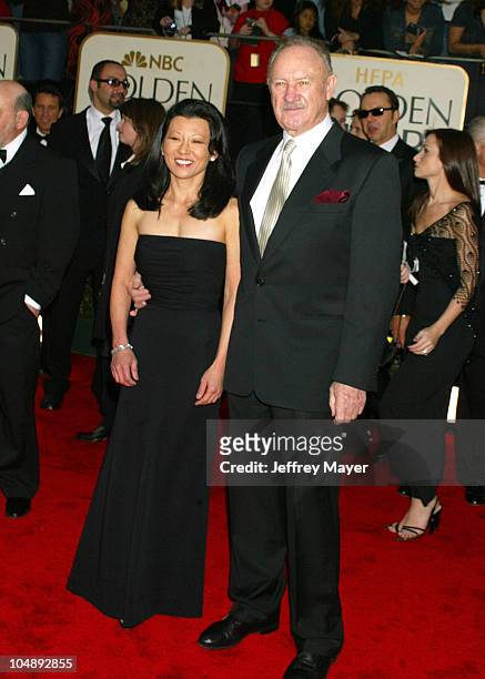 Gene Hackman & wife Betsy Arakawa during The 60th Annual Golden Globe Awards - Arrivals at The Beverly Hilton Hotel in Beverly Hills, California,...