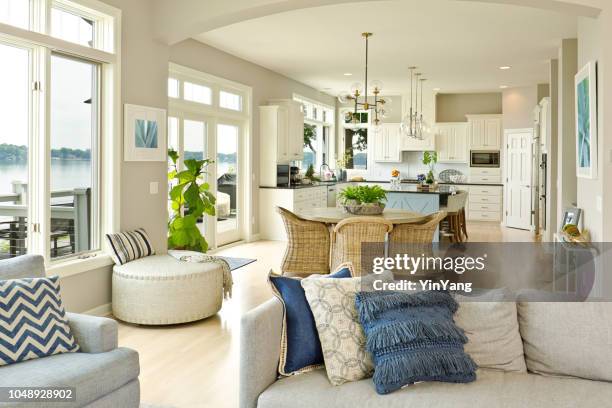 moderne keuken woonkamer hone ontwerp met open concept - kitchen conceptual stockfoto's en -beelden