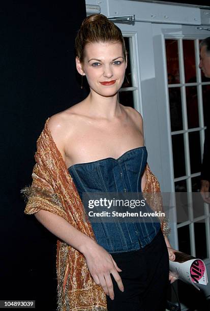 Former Miss America Kate Shinle during Mercedes Benz Fashion Week Spring 2004 - Baby Phat - Arrivals at Bryant Park - The Tents in New York City, NY,...