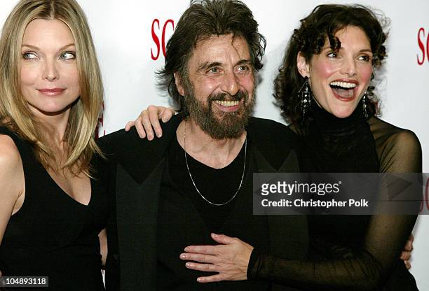 "Scarface" cast members, Michelle Pfeiffer, Al Pacino and Mary Elizabeth Mastrantonio , reunite at the 20th Anniversary premiere event celebrating...