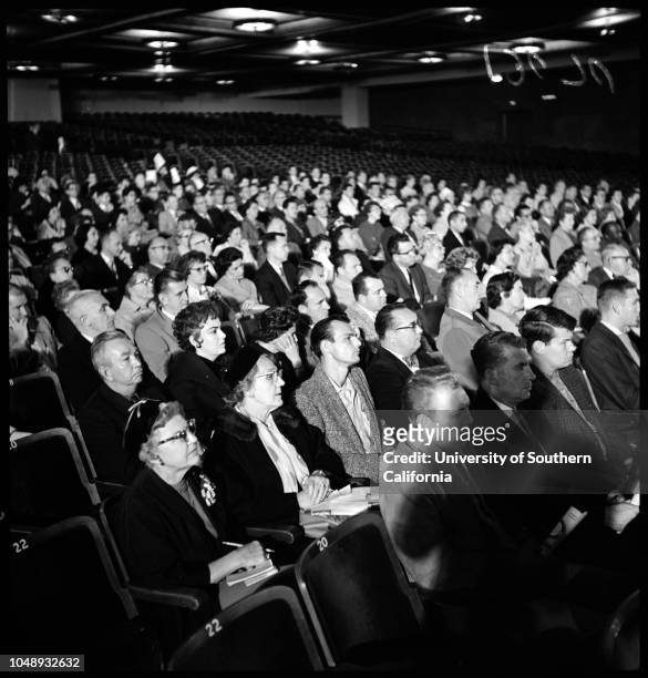 Anti communist meeting, 12 December 1961. Reverend Calvin Chao;Robert Dix;Donald Jackson;Karl Prussian;Kay Wallace;Marie Young;Mrs Gerald...