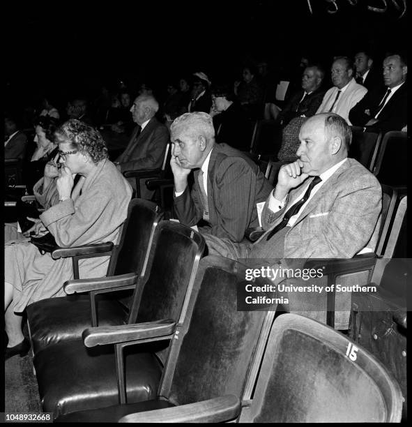 Anti communist meeting, 12 December 1961. Reverend Calvin Chao;Robert Dix;Donald Jackson;Karl Prussian;Kay Wallace;Marie Young;Mrs Gerald...