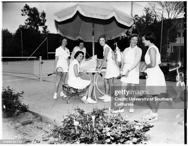 Society;Guild Tennis Tournament, April 20, 1951. Mrs Grant MacDonnell;Mrs Clark Cornell;Sandra Beardslee;Mrs Robert Mairs;Dorothy Hughes;Mrs Betsy...