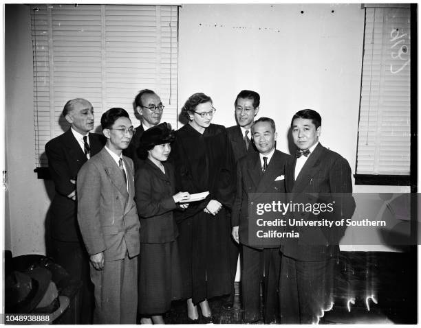 Five Judges of Japan's Supreme Court Secretarist, April 11, 1951. Judge Mildred L Lillie ;Abraham Black ;Chuichi Suzuki;Norimasa Yasaki;Toshimasa...