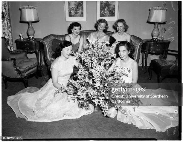 Junior Guild Girls;society, April 17, 1951. Anna Marie Murphy;Lois Menard;Peggy Lyon;Rose Karelson;Mary Anne Durkin.;More descriptive information...