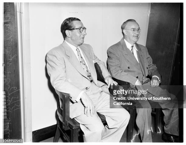 Cohen income tax trial, June 5, 1951. Mickey Cohen;Lavonne Cohen;Attorney Leo Silverstein;Edith Gilsen ;copies -- statements of income taxes,...