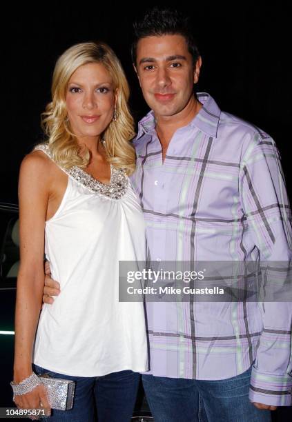 Tori Spelling and husband Charlie Shanian during Paper Magazine & Jaguar Celebrate the 2005 "Beautiful People" Issue - Arrivals at Roosevelt Hotel...