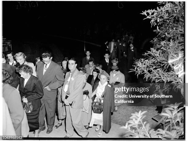 Billy Graham and Sawdust Trail, 02 October 1951. Mrs Dawson Trotman;Mrs Lovena McGlothin;Ray Zimmerman ;Charles Nehs;Billy Graham;Carole Veccellio...