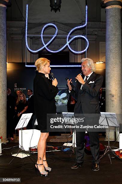 Simona Ventura and Maurizio Cadeo attend the Light Exhibition Design Opening on October 6, 2010 in Milan, Italy.